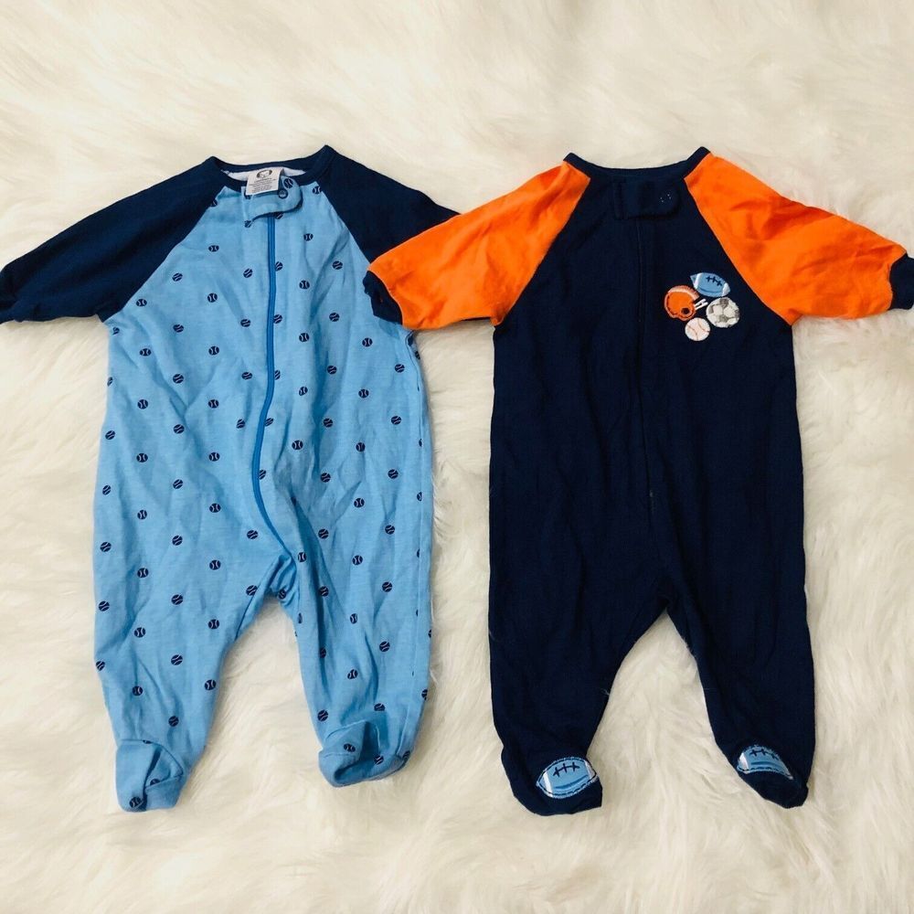 Gerber 2 Pack Zip Up Footie Onesies Sleepers Boys Pajamas Infant Newborn